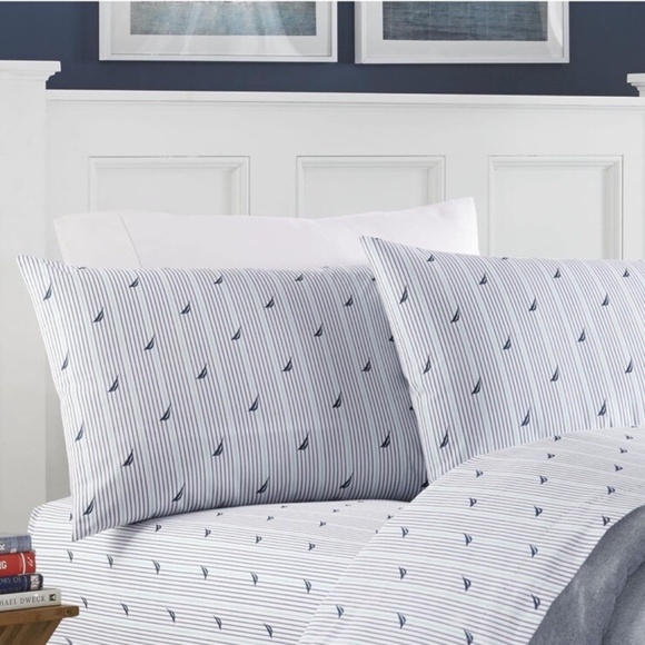 Nautica Full Sheets Cotton Percale Bedding Set Casual Home Decor - Picture 1 of 9